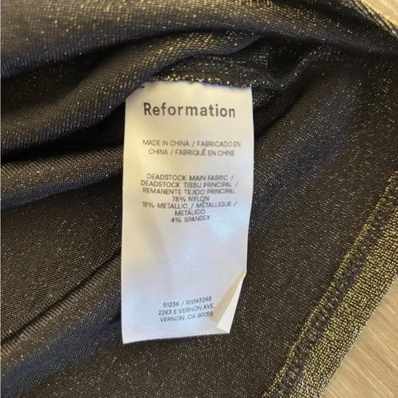 Reformation Anders Metallic Gold Sparkle Halter Top Size M - Picture 6 of 9